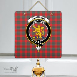 Scottish Cumming Modern Clan Tartan Door Sign - Crest Classic Scottish Plaid Tartan Plaid