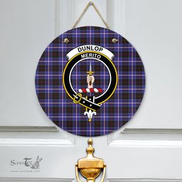 Scottish Dunlop Modern Clan Tartan Door Sign - Crest Classic Scottish Plaid Tartan Plaid