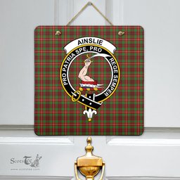 Scottish Ainslie Clan Tartan Door Sign - Crest Classic Scottish Plaid Tartan Plaid