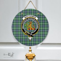 Scottish MacThomas Ancient Clan Tartan Door Sign - Crest Classic Scottish Plaid Tartan Plaid