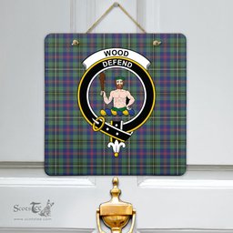 Scottish Wood Modern Clan Tartan Door Sign - Crest Classic Scottish Plaid Tartan Plaid