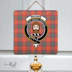 Scottish MacNab Ancient Clan Tartan Door Sign - Crest Classic Scottish Plaid Tartan Plaid