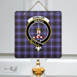 Scottish Dunlop Modern Clan Tartan Door Sign - Crest Classic Scottish Plaid Tartan Plaid
