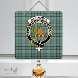 Scottish MacThomas Ancient Clan Tartan Door Sign - Crest Classic Scottish Plaid Tartan Plaid