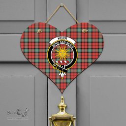 Scottish Kerr Ancient Clan Tartan Door Sign - Crest Classic Scottish Plaid Tartan Plaid