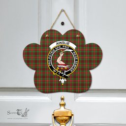 Scottish Ainslie Clan Tartan Door Sign - Crest Classic Scottish Plaid Tartan Plaid