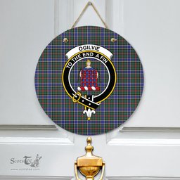 Scottish Ogilvie Hunting Modern Clan Tartan Door Sign - Crest Classic Scottish Plaid Tartan Plaid