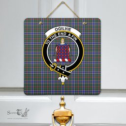 Scottish Ogilvie Hunting Modern Clan Tartan Door Sign - Crest Classic Scottish Plaid Tartan Plaid