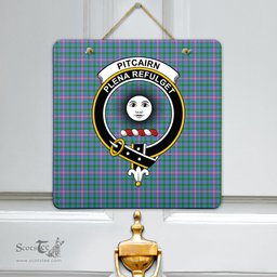 Scottish Pitcairn Hunting Clan Tartan Door Sign - Crest Classic Scottish Plaid Tartan Plaid