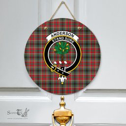 Scottish Anderson of Arbrake Clan Tartan Door Sign - Crest Classic Scottish Plaid Tartan Plaid