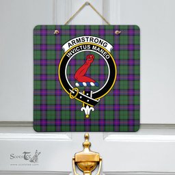 Scottish Armstrong Modern Clan Tartan Door Sign - Crest Classic Scottish Plaid Tartan Plaid