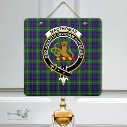 Scottish MacThomas Modern Clan Tartan Door Sign - Crest Classic Scottish Plaid Tartan Plaid
