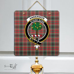 Scottish Anderson of Arbrake Clan Tartan Door Sign - Crest Classic Scottish Plaid Tartan Plaid