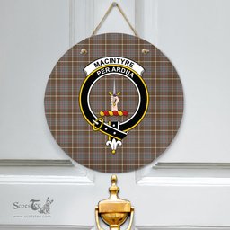 Scottish MacIntyre Hunting Weathered Clan Tartan Door Sign - Crest Classic Scottish Plaid Tartan Plaid
