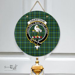 Scottish Cranstoun Clan Tartan Door Sign - Crest Classic Scottish Plaid Tartan Plaid