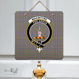 Scottish MacIntyre Ancient Clan Tartan Door Sign - Crest Classic Scottish Plaid Tartan Plaid