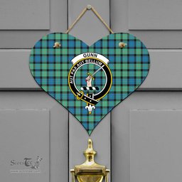 Scottish Gunn Ancient Clan Tartan Door Sign - Crest Classic Scottish Plaid Tartan Plaid