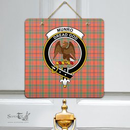Scottish Munro Ancient Clan Tartan Door Sign - Crest Classic Scottish Plaid Tartan Plaid