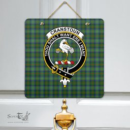 Scottish Cranstoun Clan Tartan Door Sign - Crest Classic Scottish Plaid Tartan Plaid