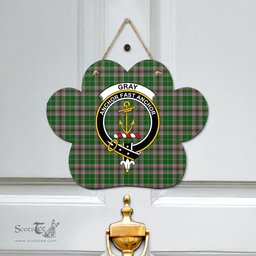Scottish Gray Hunting Clan Tartan Door Sign - Crest Classic Scottish Plaid Tartan Plaid
