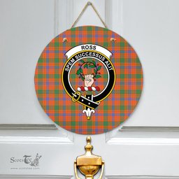 Scottish Ross Ancient Clan Tartan Door Sign - Crest Classic Scottish Plaid Tartan Plaid