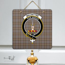 Scottish MacIntyre Hunting Weathered Clan Tartan Door Sign - Crest Classic Scottish Plaid Tartan Plaid