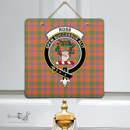Scottish Ross Ancient Clan Tartan Door Sign - Crest Classic Scottish Plaid Tartan Plaid
