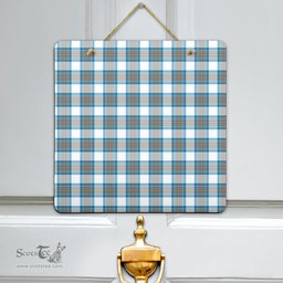 Scottish Stewart Muted Blue Clan Tartan Door Sign - Classic Scottish Plaid Tartan Plaid