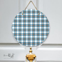 Scottish Stewart Muted Blue Clan Tartan Door Sign - Classic Scottish Plaid Tartan Plaid