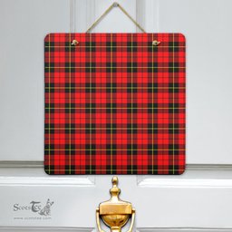 Scottish Wallace Hunting Red Clan Tartan Door Sign - Classic Scottish Plaid Tartan Plaid
