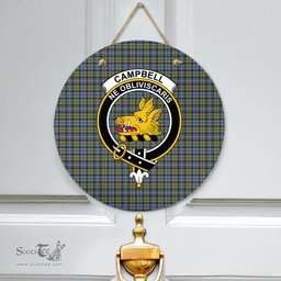 Scottish Campbell Faded Clan Tartan Door Sign - Crest Classic Scottish Plaid Tartan Plaid