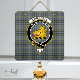 Scottish Campbell Faded Clan Tartan Door Sign - Crest Classic Scottish Plaid Tartan Plaid