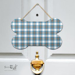 Scottish Stewart Muted Blue Clan Tartan Door Sign - Classic Scottish Plaid Tartan Plaid