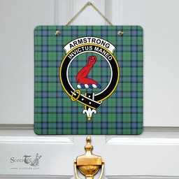 Scottish Armstrong Ancient Clan Tartan Door Sign - Crest Classic Scottish Plaid Tartan Plaid