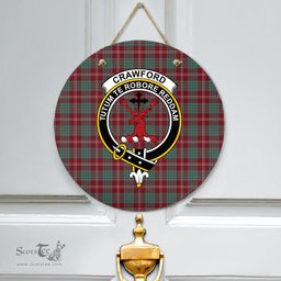 Scottish Crawford Modern Clan Tartan Door Sign - Crest Classic Scottish Plaid Tartan Plaid