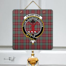 Scottish Crawford Modern Clan Tartan Door Sign - Crest Classic Scottish Plaid Tartan Plaid