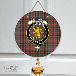 Scottish Cumming Hunting Ancient Clan Tartan Door Sign - Crest Classic Scottish Plaid Tartan Plaid