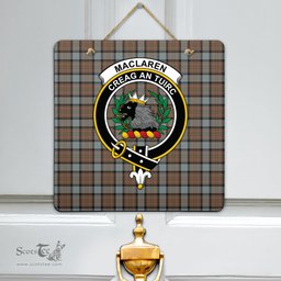 Scottish MacLaren Weathered Clan Tartan Door Sign - Crest Classic Scottish Plaid Tartan Plaid