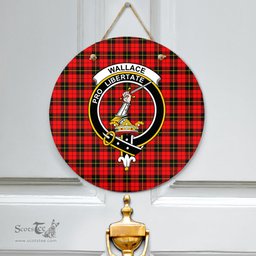 Scottish Wallace Hunting Red Clan Tartan Door Sign - Crest Classic Scottish Plaid Tartan Plaid