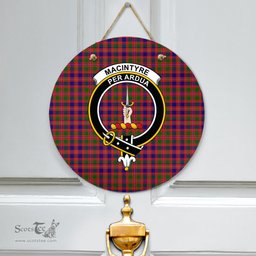 Scottish MacIntyre Modern Clan Tartan Door Sign - Crest Classic Scottish Plaid Tartan Plaid