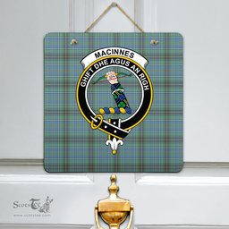 Scottish MacInnes Ancient Clan Tartan Door Sign - Crest Classic Scottish Plaid Tartan Plaid