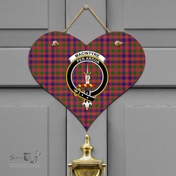Scottish MacIntyre Modern Clan Tartan Door Sign - Crest Classic Scottish Plaid Tartan Plaid