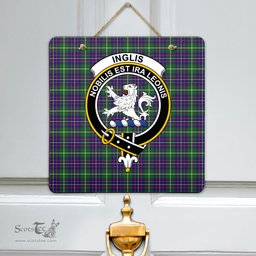 Scottish Inglis Modern Clan Tartan Door Sign - Crest Classic Scottish Plaid Tartan Plaid