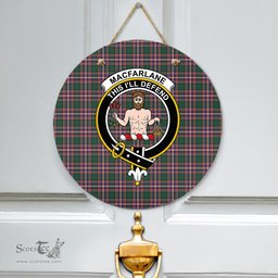 Scottish MacFarlane Hunting Modern Clan Tartan Door Sign - Crest Classic Scottish Plaid Tartan Plaid