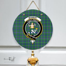 Scottish Murray of Atholl Ancient Clan Tartan Door Sign - Crest Classic Scottish Plaid Tartan Plaid