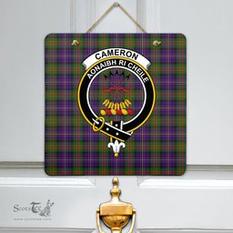 Scottish Cameron of Erracht Modern Clan Tartan Door Sign - Crest Classic Scottish Plaid Tartan Plaid