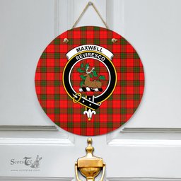 Scottish Maxwell Modern Clan Tartan Door Sign - Crest Classic Scottish Plaid Tartan Plaid