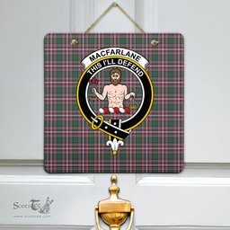 Scottish MacFarlane Hunting Modern Clan Tartan Door Sign - Crest Classic Scottish Plaid Tartan Plaid