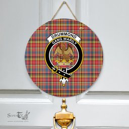 Scottish Drummond of Strathallan Clan Tartan Door Sign - Crest Classic Scottish Plaid Tartan Plaid