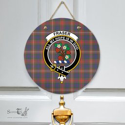 Scottish Fraser Hunting Modern Clan Tartan Door Sign - Crest Classic Scottish Plaid Tartan Plaid